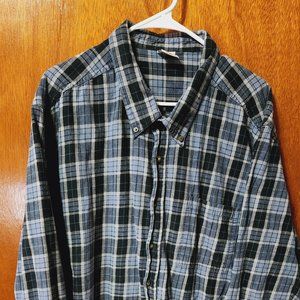 Men's 2X Open Trails Blue/Black Plaid Flannel Long Sleeve Button Down Shirt